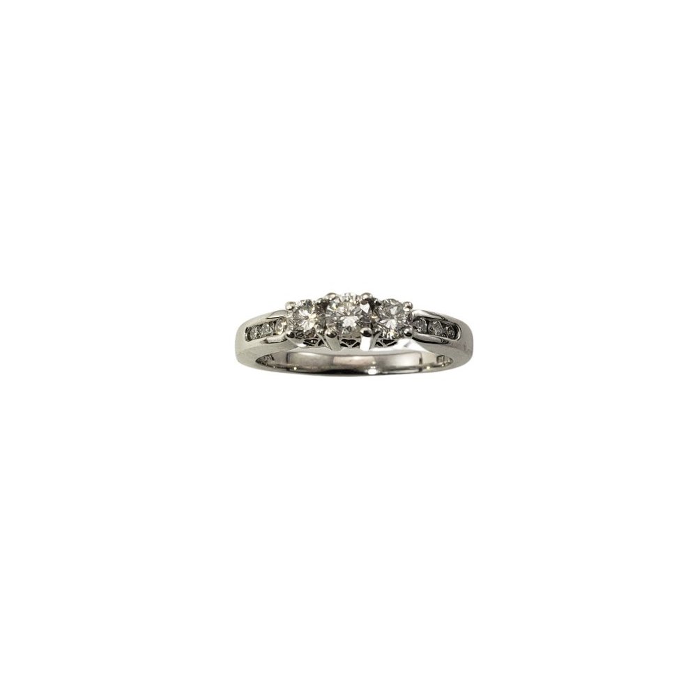Vintage 14 Karat White Gold and Diamond Past Present Future Ring Size 5.5 #11773